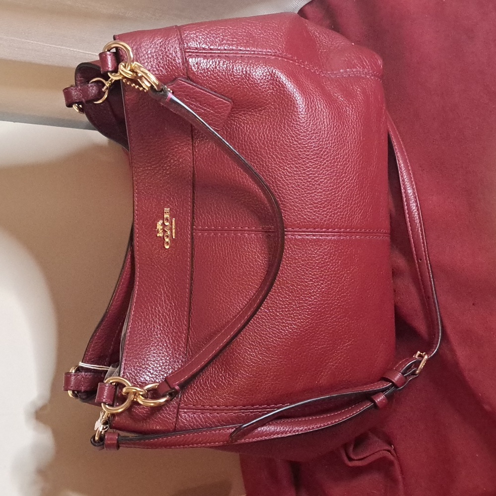 NEW Coach Lexy Pebble Soft Dark Red Leather Satchel Crossbody